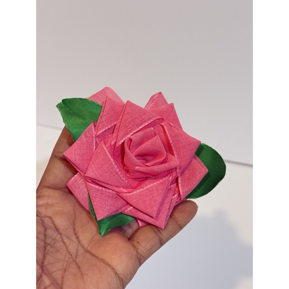 Women’s Pink Rose Flower Hair Clip Barrette Floral Hair Handmade Accessory - Picture 2 of 9